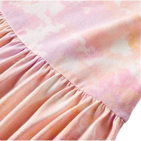 Toddler Girls' Printed Knit Short Sleeve Dress - 2T - Light Pink Warm Tie Dye - Picture 3 of 5